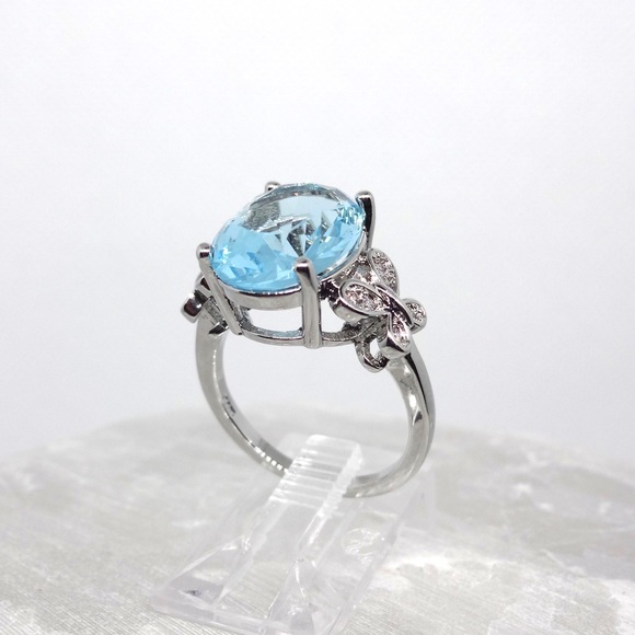 NEW 💎 925 Silver Blue Topaz Butterfly Ring - Picture 2 of 6